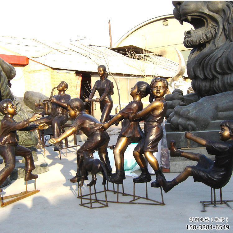 戶外小孩子雕塑 噴漆景觀兒童雕塑 鑄銅童趣雕塑