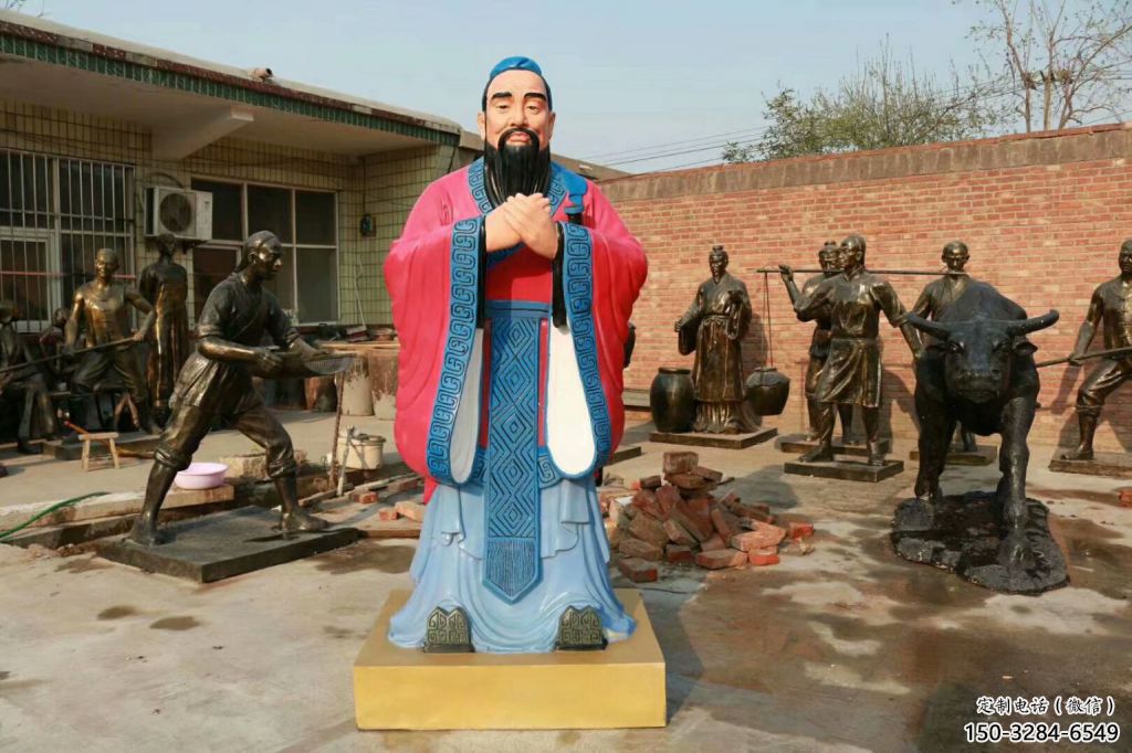 大型孔子雕塑 步行街學校雕塑 彩繪擺件