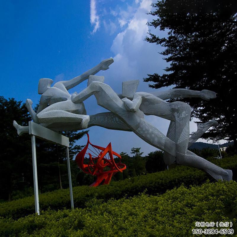 街道跨欄雕塑 現代景觀體育雕塑 彩繪運動員雕塑