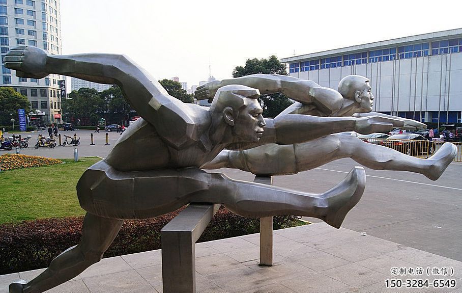 跨欄雕塑 抽象藝術體育雕塑 烤漆運動員雕塑