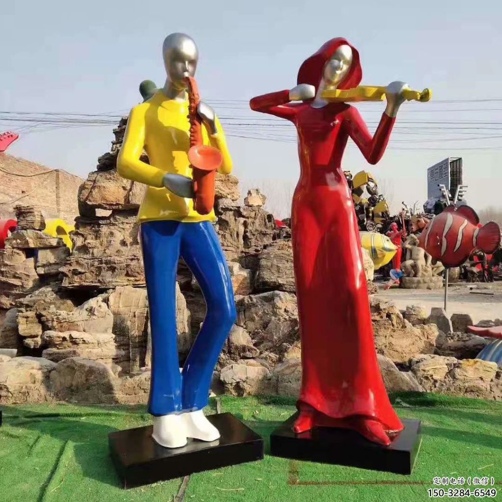 吹拉彈唱雕塑 鑄造公園音樂雕塑 水景音樂人雕塑