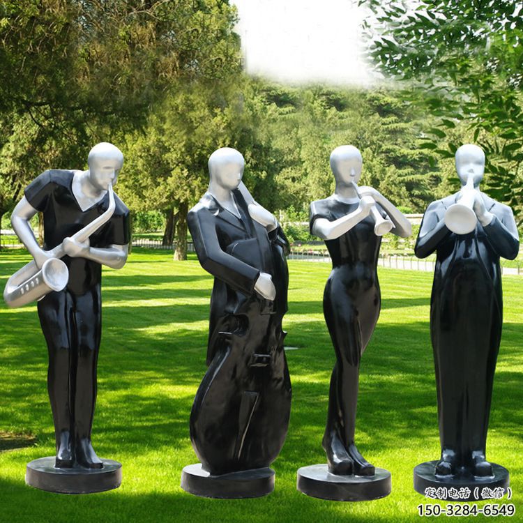 公園吹拉彈唱雕塑 創(chuàng)意企業(yè)音樂(lè)雕塑 美陳音樂(lè)人雕塑