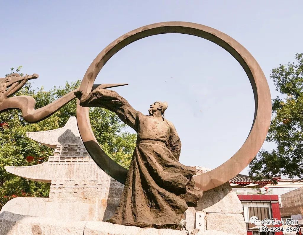 大型李白雕塑 步行街人物雕塑 彩繪詩(shī)人雕塑