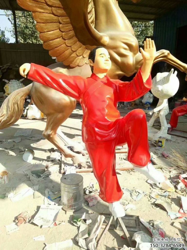 賓館武術雕塑 烤漆練拳雕塑 大型練拳雕塑