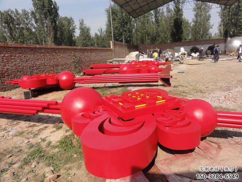 公園中國結雕塑廠家，烤漆工藝制作，民俗文化標識