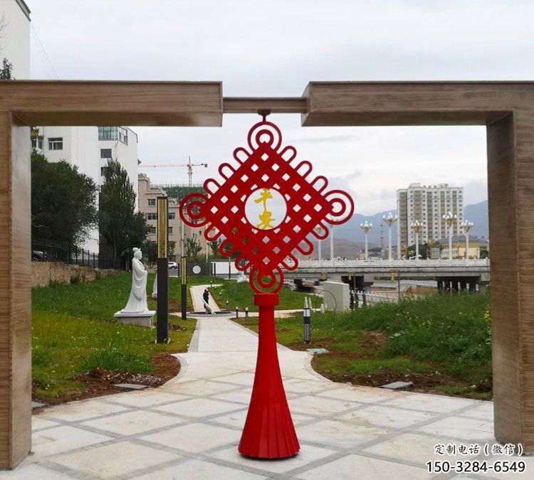廣場中國結雕塑 抽象景觀雕塑 烤漆文化雕塑