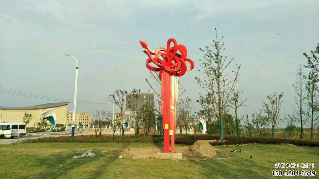 政府中國(guó)結(jié)雕塑 仿真景觀雕塑 烤漆文化雕塑