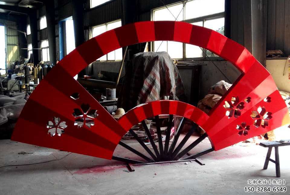 房地產扇子雕塑 剪影景觀雕塑 鍛造扇形雕塑