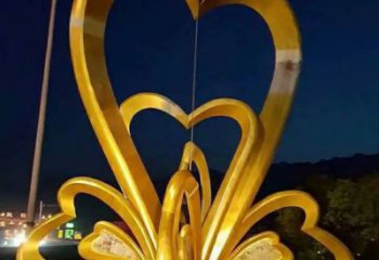 景觀雙心雕塑 仿真桃心雕塑 景觀心心相印雕塑