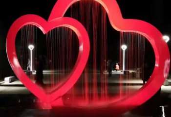 水景雙心雕塑 彩繪剪紙雕塑 現代心心相印雕塑