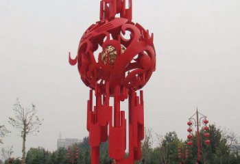 鋼管燈籠雕塑 異形噴水雕塑 農村雕塑