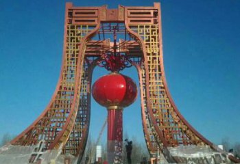 商業(yè)街燈籠雕塑 烤漆雕塑 彩繪雕塑