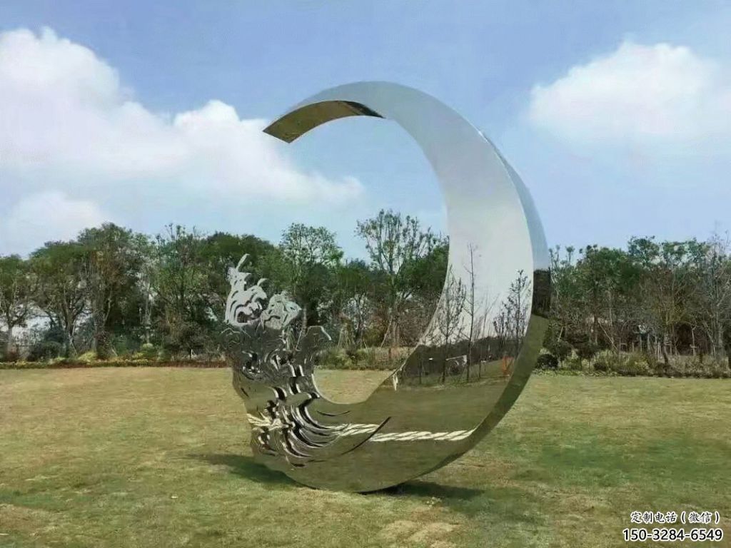 公園月牙雕塑廠家 戶(hù)外雕塑 抽象月亮牙雕塑