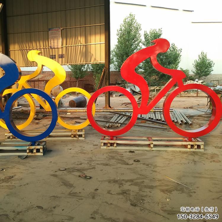水景自行車雕塑 彩繪剪紙運(yùn)動員雕塑 現(xiàn)代體育雕塑
