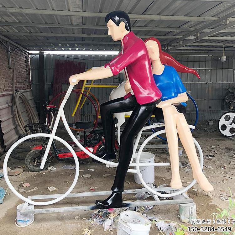 住宅小區(qū)自行車雕塑 啞光體育雕塑 公園運(yùn)動員雕塑