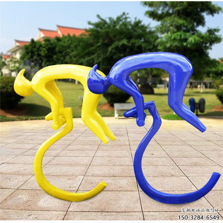 自行車雕塑生產(chǎn) 啞光體育雕塑 公園運(yùn)動(dòng)員雕塑