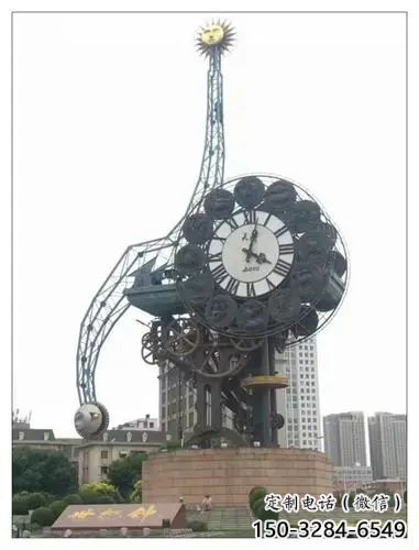 現代鐘表雕塑 大型別墅區時鐘雕塑 彩繪雕塑