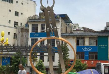 圓規雕塑 抽象藝術標識雕塑 烤漆景觀雕塑