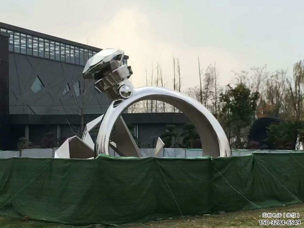 噴漆指環(huán)雕塑 中式村口標(biāo)識雕塑 草地戒指環(huán)雕塑