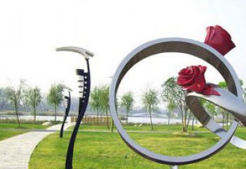 房地產指環雕塑 剪影標識雕塑 鍛造戒指環雕塑