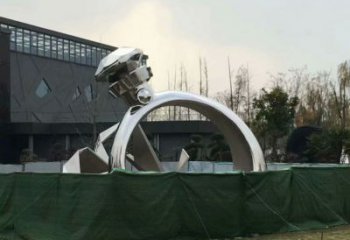 噴漆指環(huán)雕塑 中式村口標(biāo)識雕塑 草地戒指環(huán)雕塑