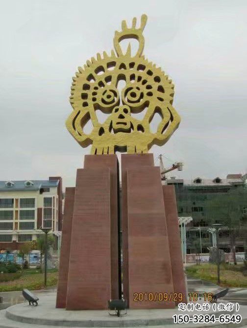 電鍍臉譜雕塑 噴水園林?jǐn)[件 政府雕塑