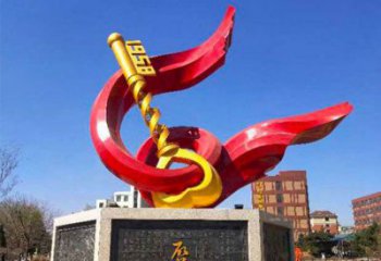 仿真鑰匙雕塑 電鍍現(xiàn)代雕塑 部隊(duì)金鑰匙雕塑