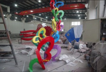 噴漆數字雕塑 中式村口雕塑 草地文字雕塑