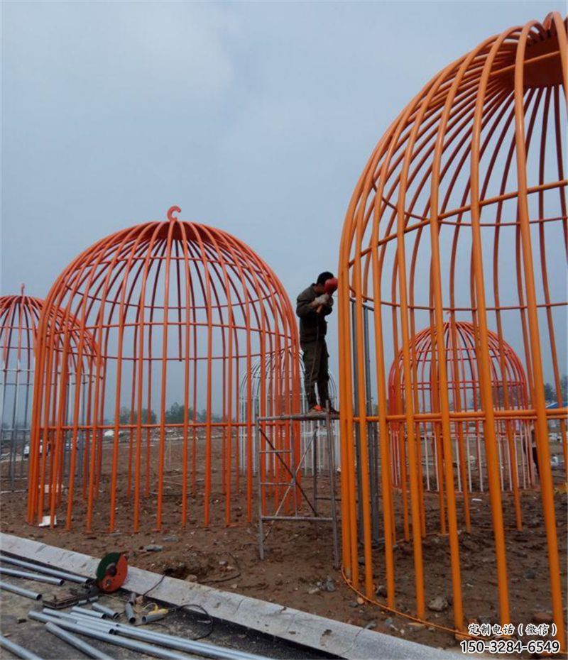 景觀鳥籠雕塑 剪影籠子雕塑 商業(yè)街鳥籠子雕塑