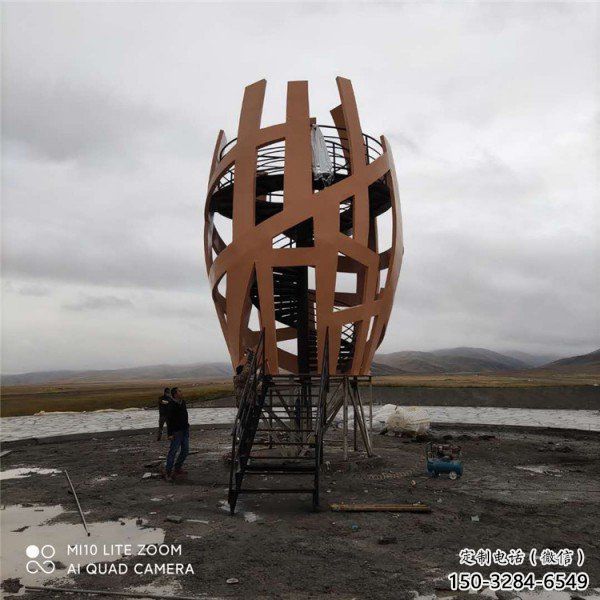 鳥籠雕塑 拉絲籠子雕塑 步行街鳥籠子雕塑