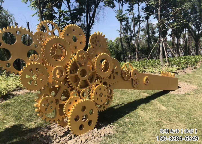 美陳齒輪雕塑 異形噴水機(jī)械雕塑 酒店工業(yè)雕塑