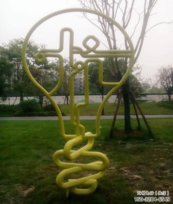 鋼管燈泡雕塑 異形噴水燈具主題 農村電燈泡雕塑