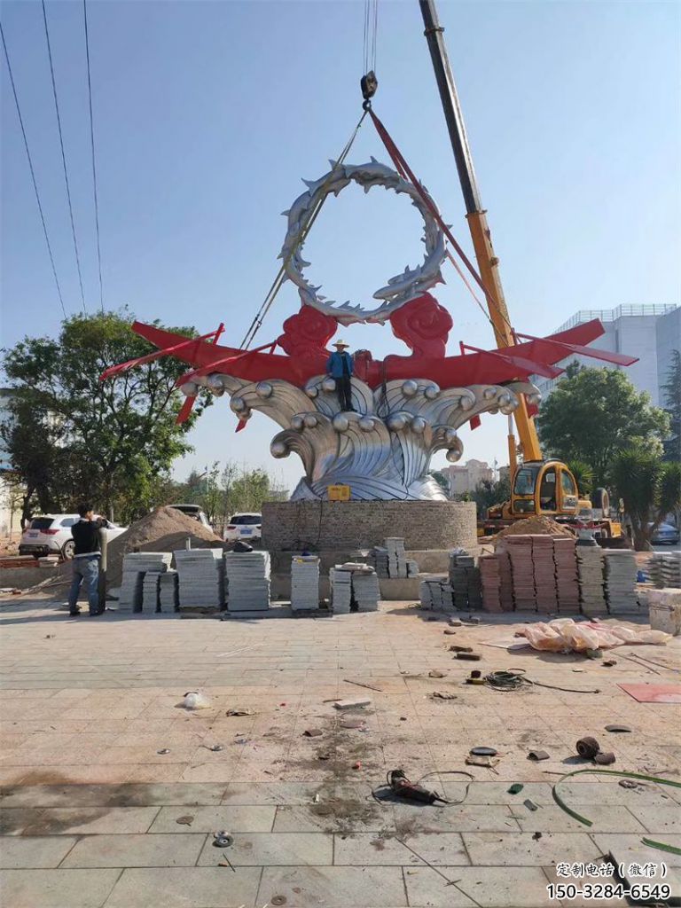 公園龍舟雕塑 創(chuàng)意企業(yè)競(jìng)賽雕塑 美陳劃槳雕塑