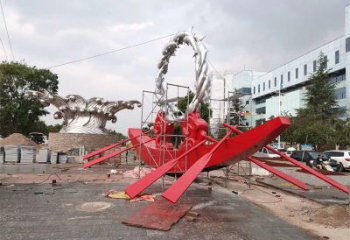 房地產(chǎn)龍舟雕塑 剪影劃槳雕塑 鍛造競(jìng)賽雕塑