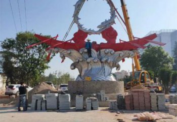 公園龍舟雕塑 創(chuàng)意企業(yè)競(jìng)賽雕塑 美陳劃槳雕塑