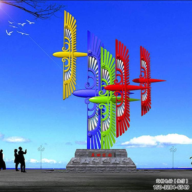 農(nóng)村風(fēng)箏雕塑 抽象藝術(shù)景觀雕塑 烤漆雕塑