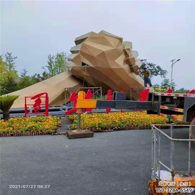 幾何握手雕塑 發(fā)光公園誠信雕塑 大門口雕塑