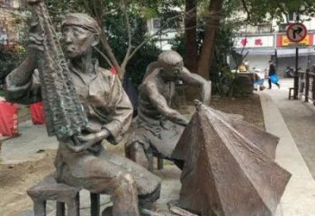 大型雨傘雕塑 歐式步行街民俗雕塑 彩繪撐傘雕塑