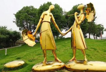 街道雨傘雕塑 現代撐傘雕塑 彩繪民俗雕塑