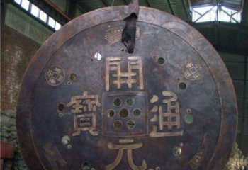 幾何古幣雕塑 發光公園雕塑 大門口銅幣雕塑
