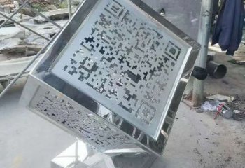 廣場(chǎng)立方體雕塑 抽象幾何體雕塑 烤漆雕塑