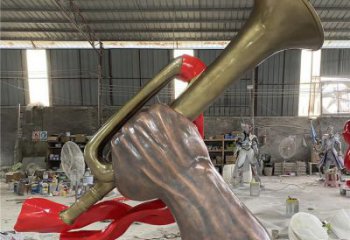 城市沖鋒號雕塑 風景區彩繪雕塑 抽象擺件