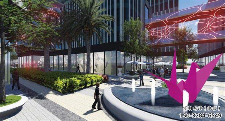 烤漆千紙鶴雕塑 鋼管折紙風格 室內鶴鳥雕塑