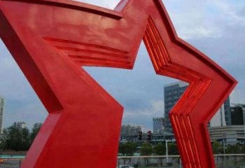 抽象五角星雕塑 啞光黨建雕塑 室內(nèi)紅色文化