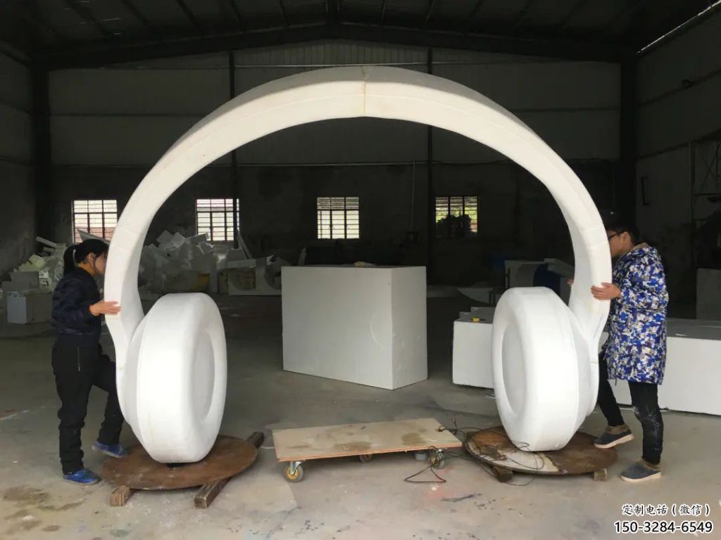 公園耳麥雕塑 鏡面公園音樂(lè)雕塑 景觀耳機(jī)雕塑