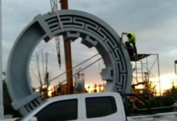 烤漆花環(huán)雕塑 鋼管環(huán)形雕塑 室內(nèi)雕塑