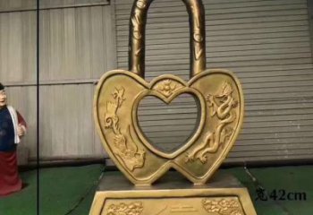 大門口鎖子雕塑 發(fā)光公園雕塑 仿真同心鎖雕塑