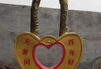 街頭鎖子雕塑 大型別墅區雕塑 鋼管同心鎖雕塑