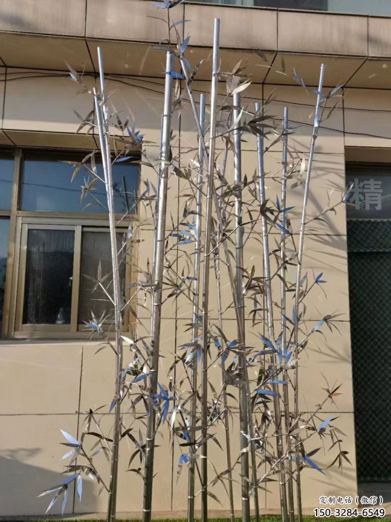 燈光竹葉雕塑 懸空餐飲店竹類雕塑 商業街植物雕塑