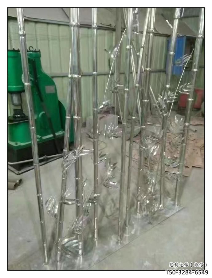 啞光竹葉雕塑 拉絲竹類雕塑 步行街植物雕塑